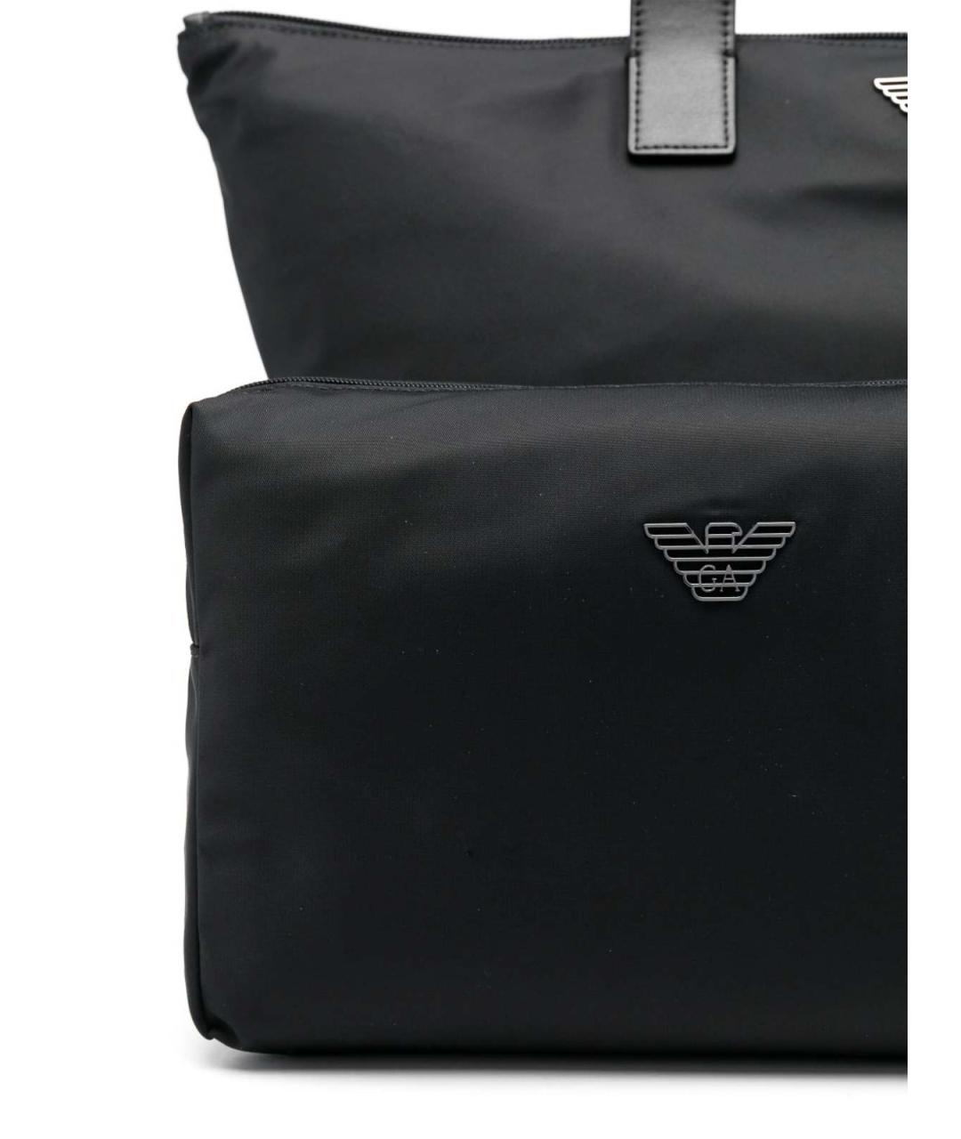EMPORIO ARMANI Черная тканевая сумка тоут, фото 3