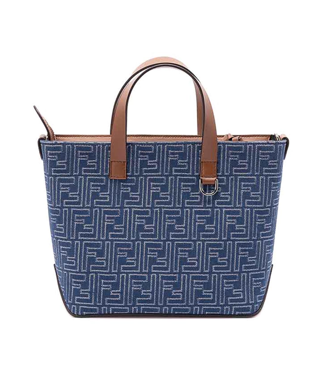 FENDI Синяя деним сумка тоут, фото 1