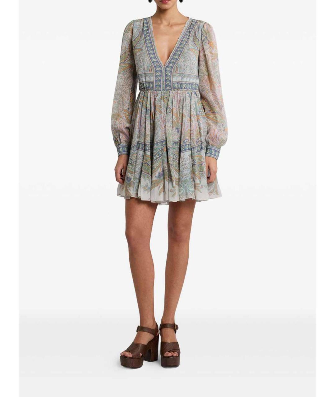 ETRO Мульти шелковое повседневное платье, фото 4