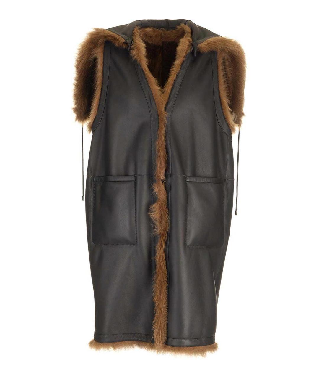 MAX MARA Коричневый меховой жилет, фото 2