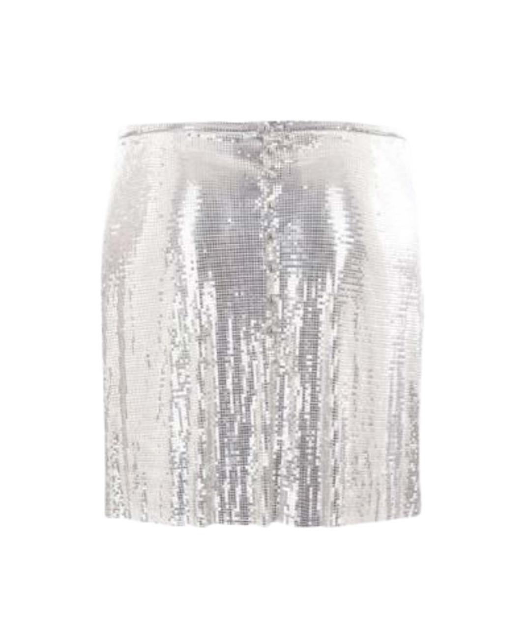 PACO RABANNE Серебряная юбка мини, фото 6
