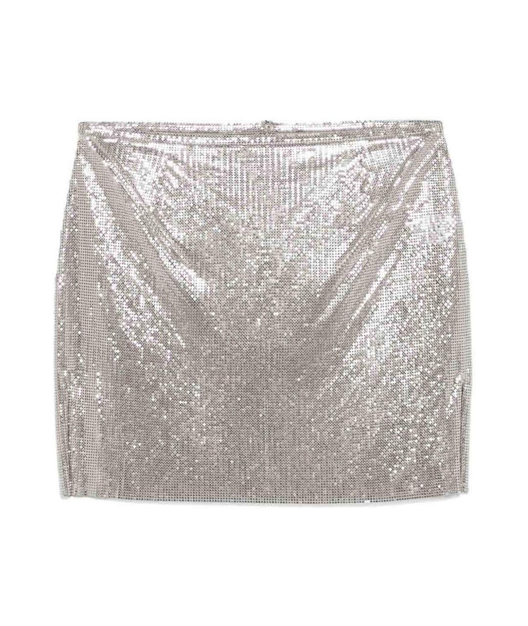 PACO RABANNE Серебряная юбка мини, фото 1