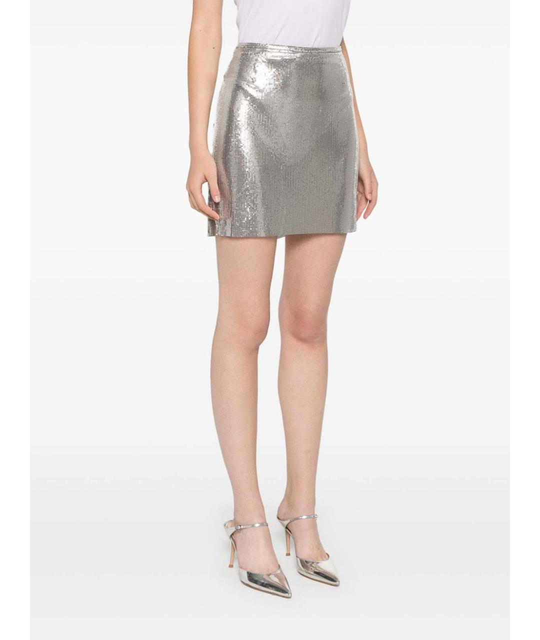 PACO RABANNE Серебряная юбка мини, фото 5