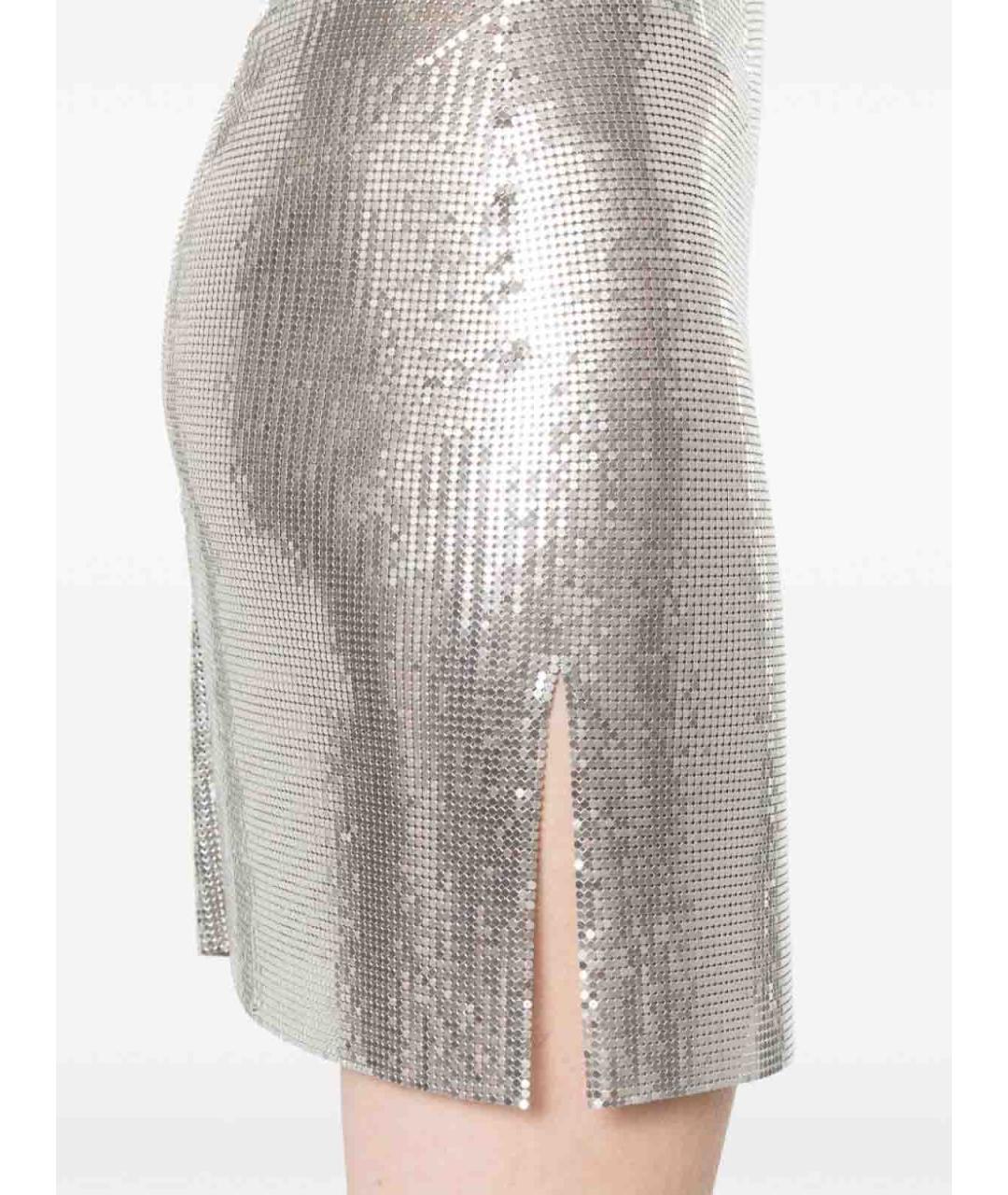 PACO RABANNE Серебряная юбка мини, фото 3