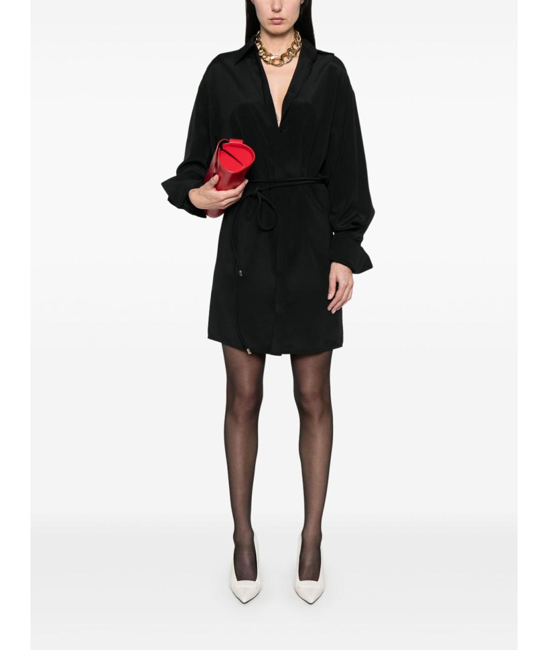 SPORTMAX Черное шелковое повседневное платье, фото 4