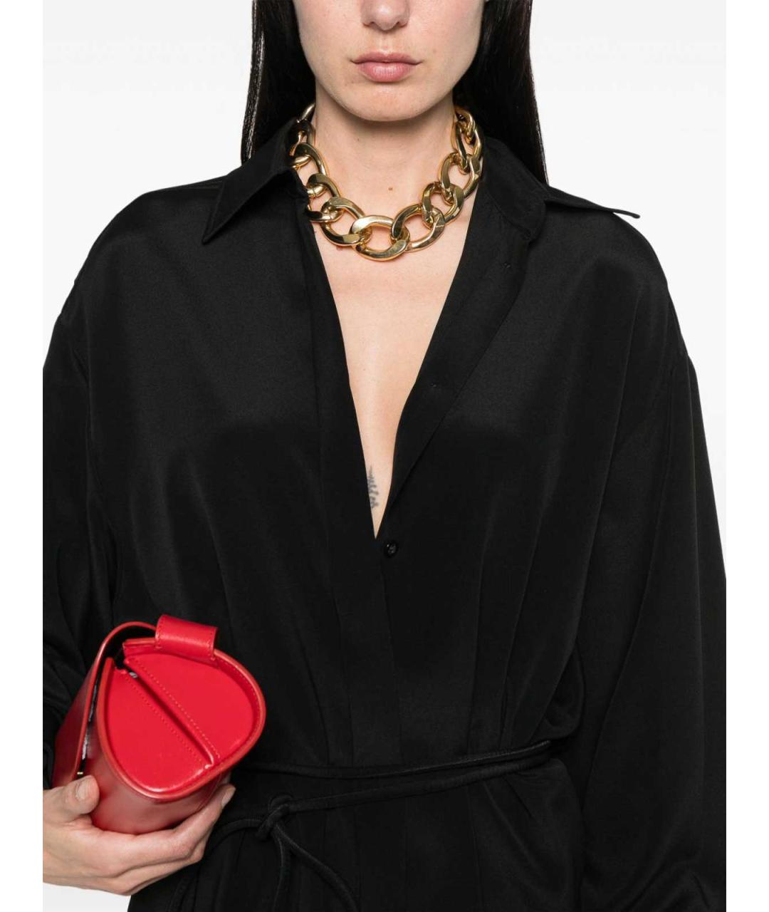 SPORTMAX Черное шелковое повседневное платье, фото 5