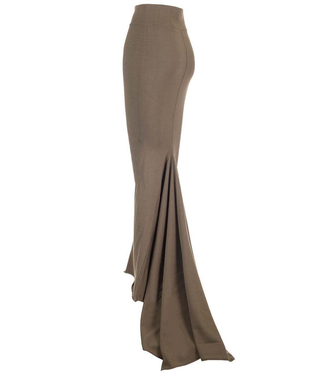 RICK OWENS Коричневая шерстяная юбка миди, фото 3
