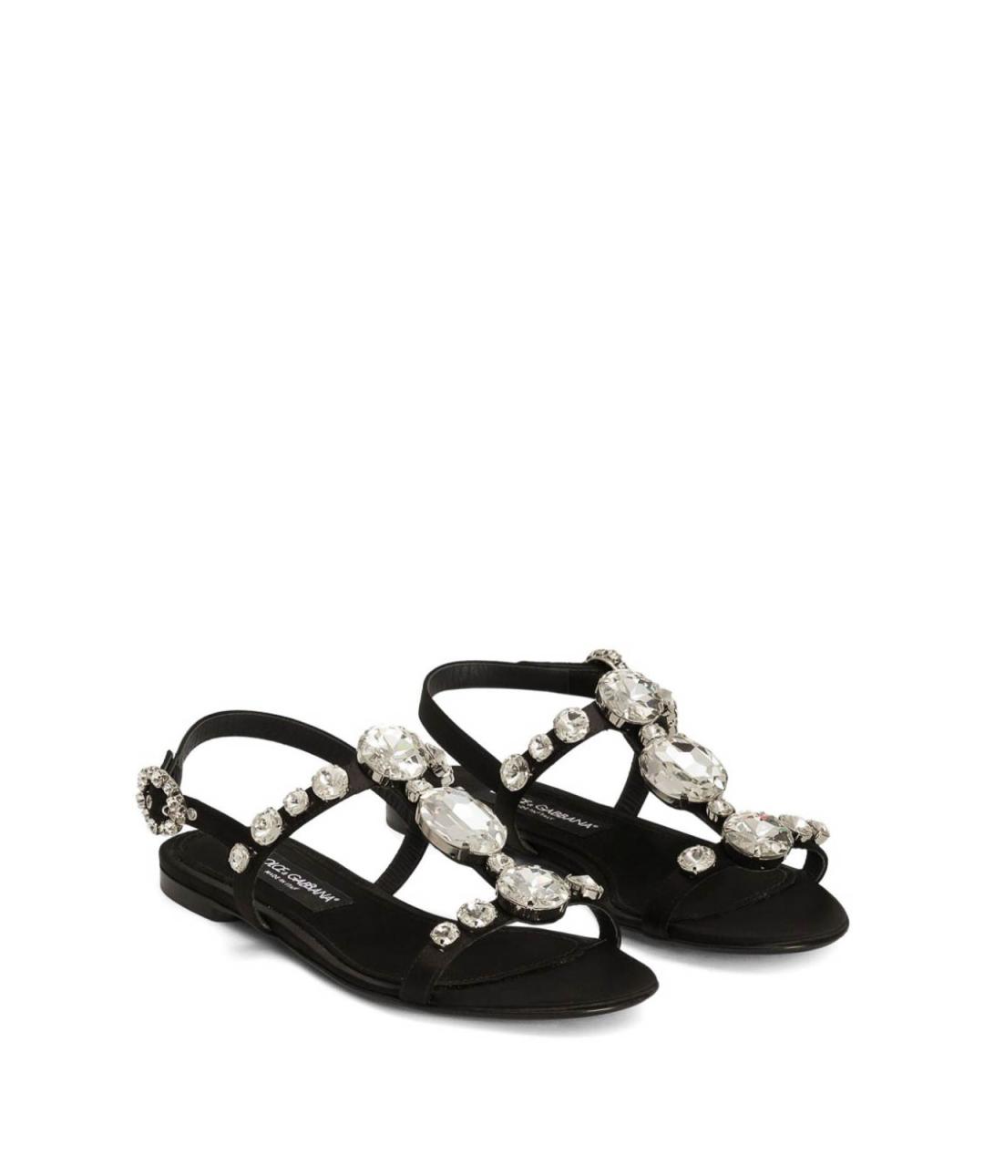 DOLCE&GABBANA Черные текстильные сандалии, фото 4