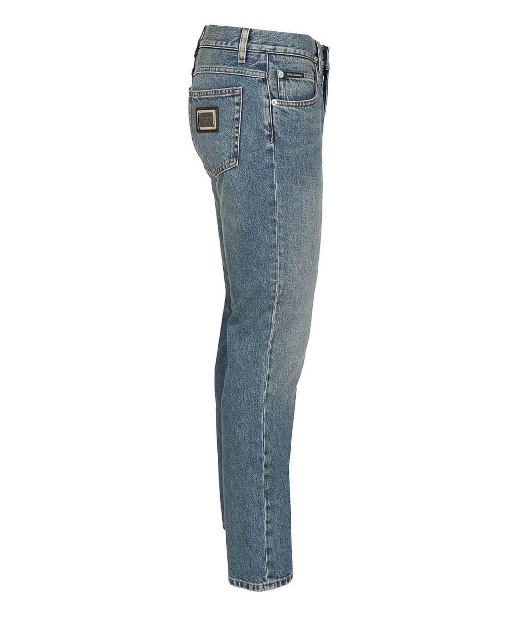 DOLCE&GABBANA Голубые хлопковые джинсы скинни, фото 3