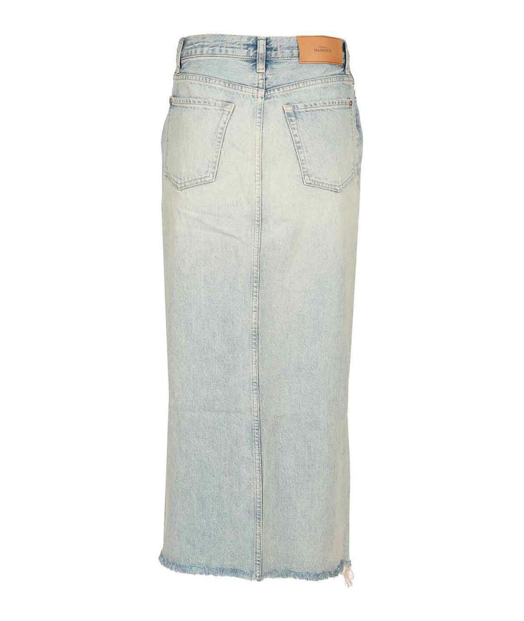 7 FOR ALL MANKIND Голубая хлопковая юбка миди, фото 2