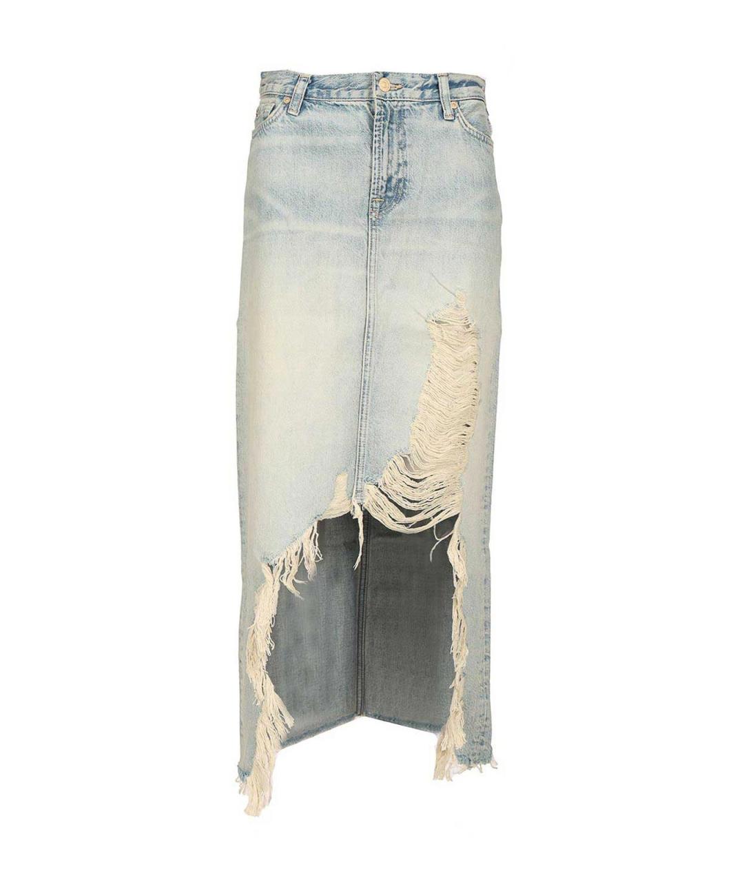 7 FOR ALL MANKIND Голубая хлопковая юбка миди, фото 1