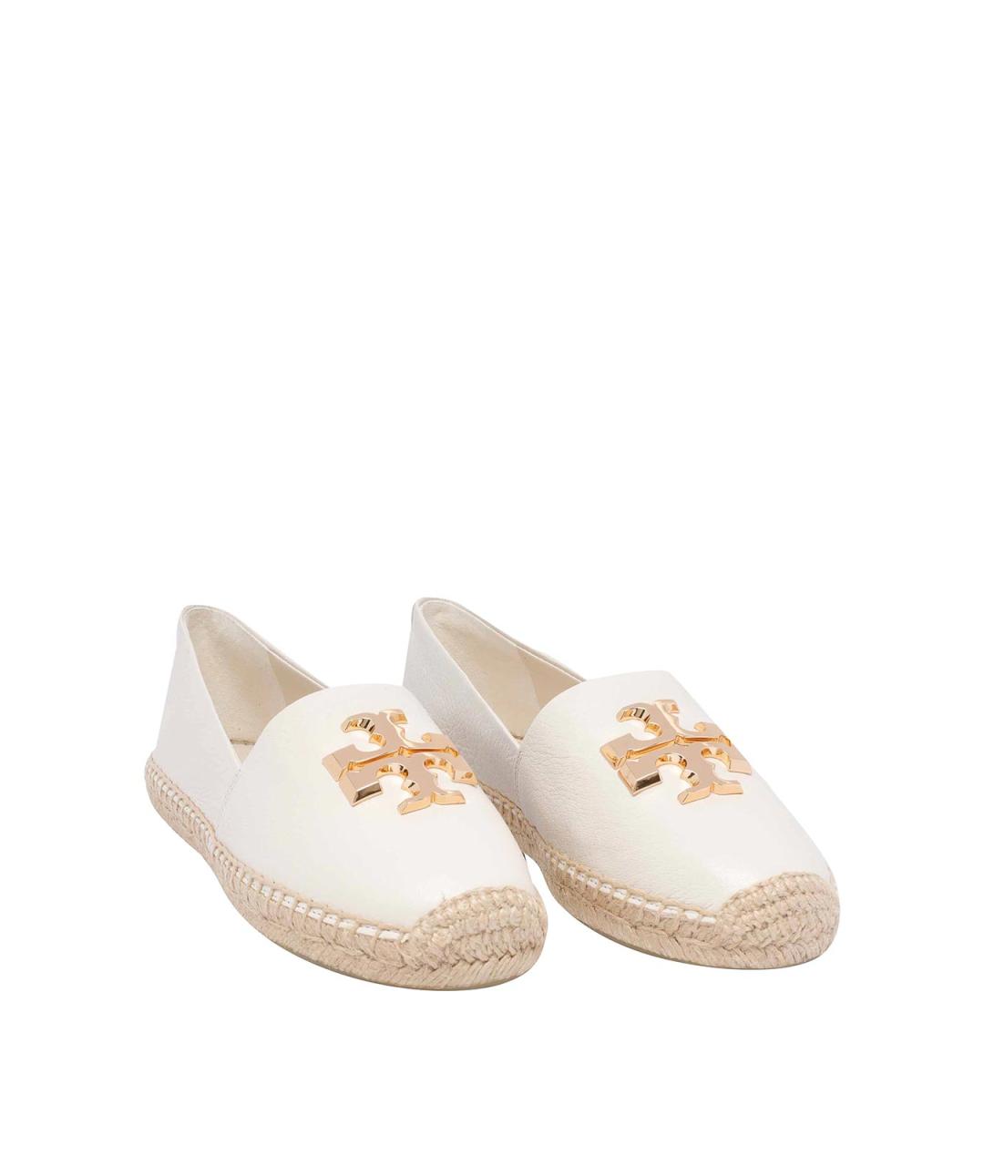 TORY BURCH Белые кожаные эспадрильи, фото 2