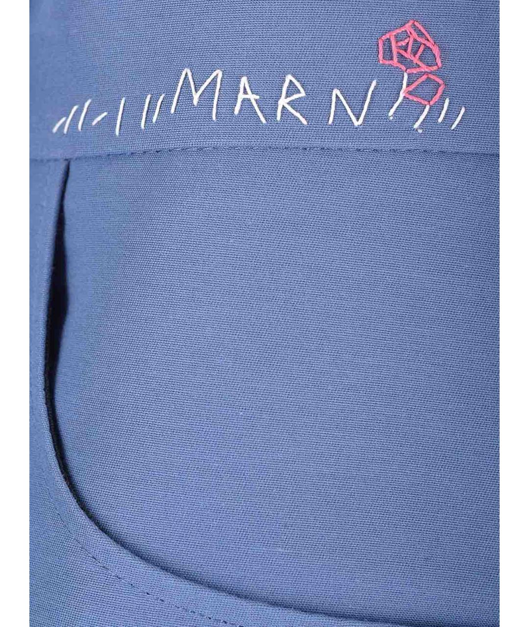 MARNI Синие хлопковые брюки широкие, фото 4