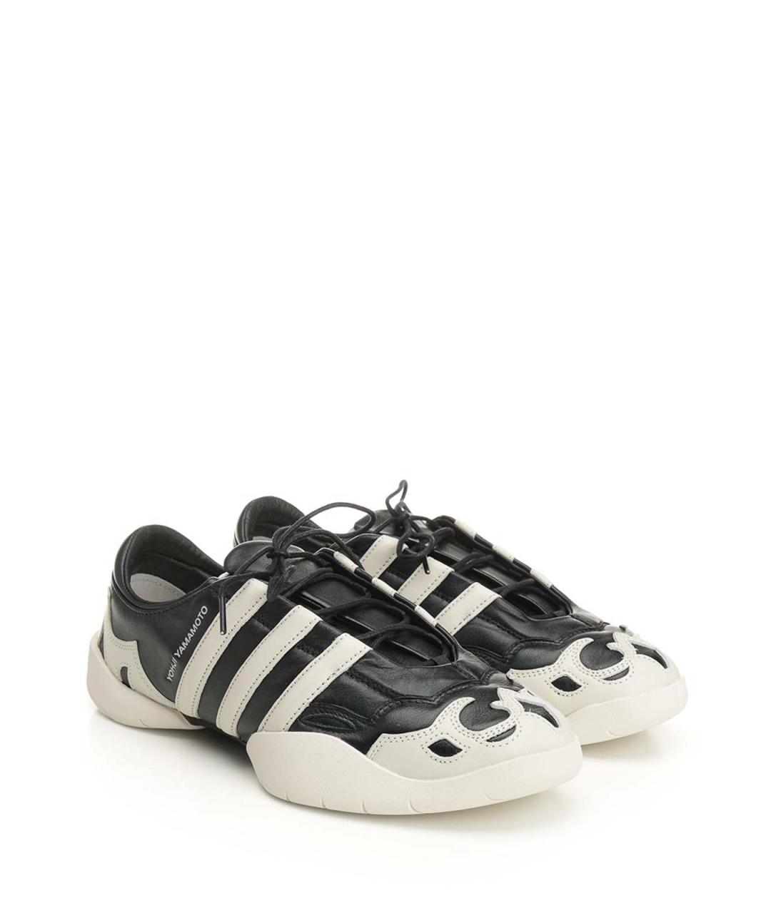 Y-3 Черные кожаные низкие кроссовки / кеды, фото 2
