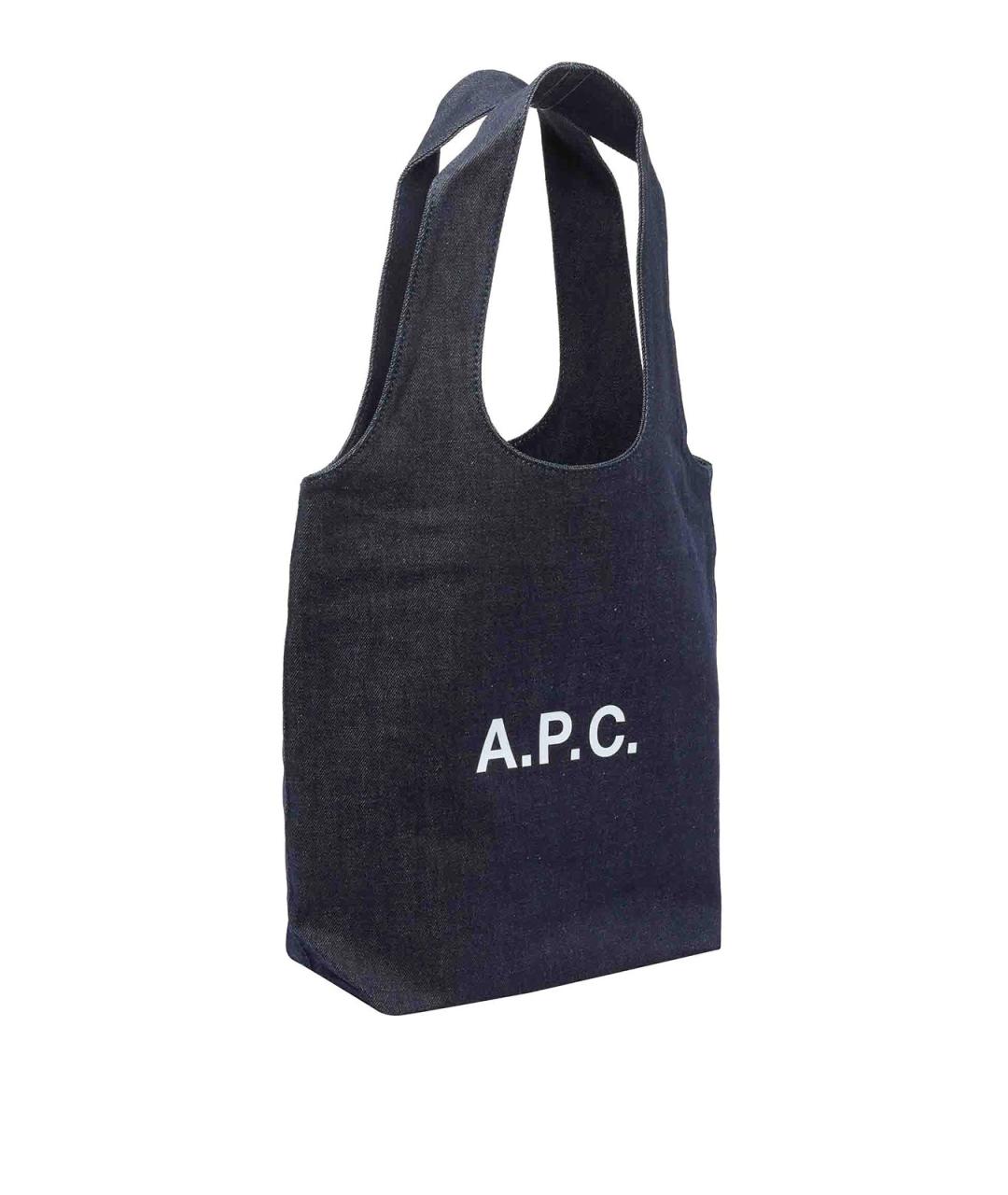 A.P.C. Синяя хлопковая сумка тоут, фото 2