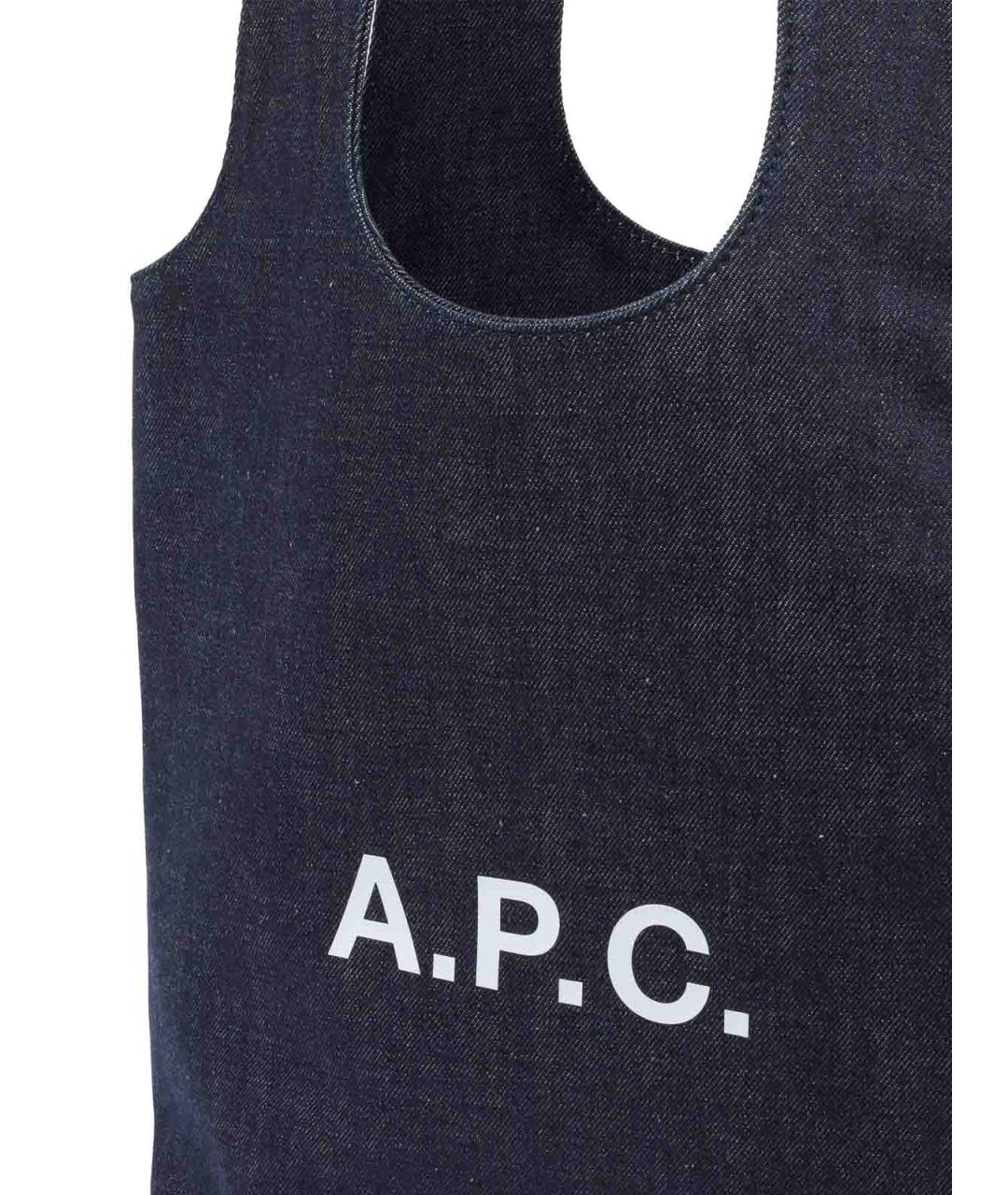 A.P.C. Синяя хлопковая сумка тоут, фото 4