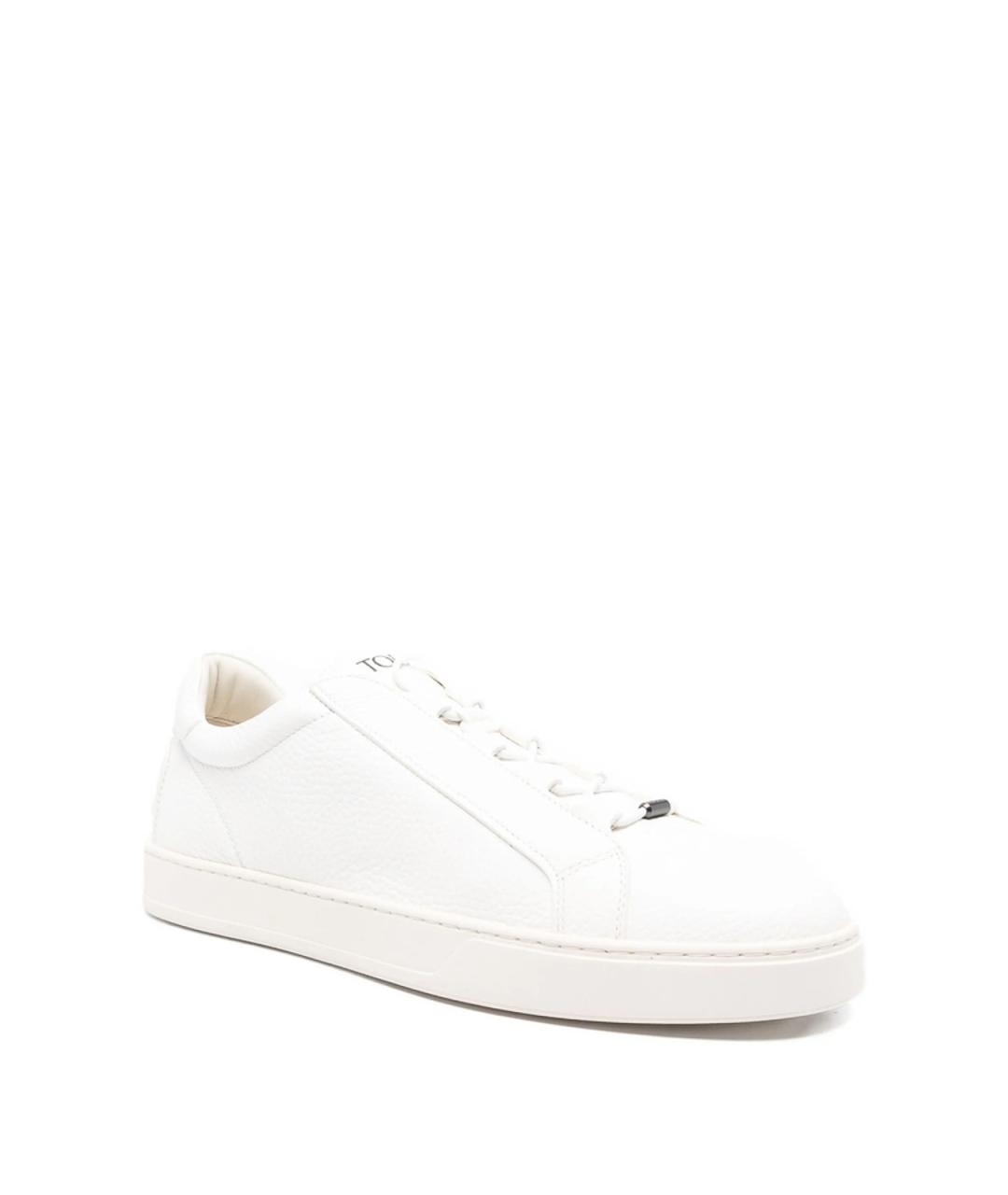 TOD'S Белые кожаные низкие кроссовки / кеды, фото 2