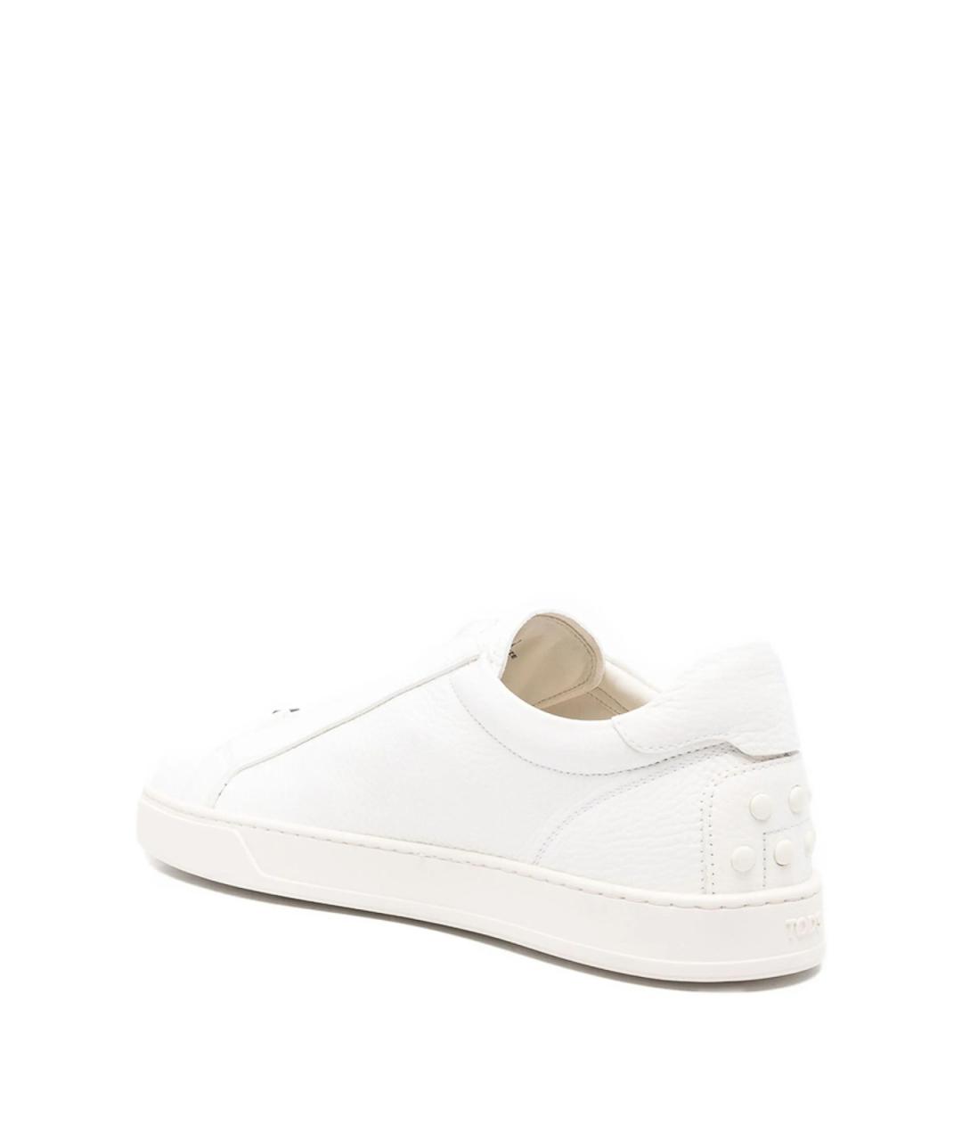 TOD'S Белые кожаные низкие кроссовки / кеды, фото 3