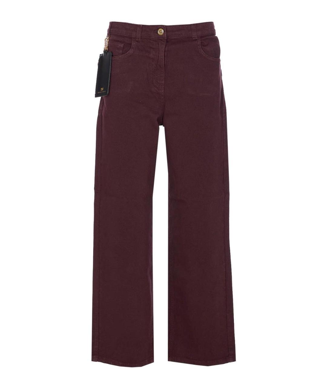 ELISABETTA FRANCHI Бордовые хлопковые прямые джинсы, фото 1