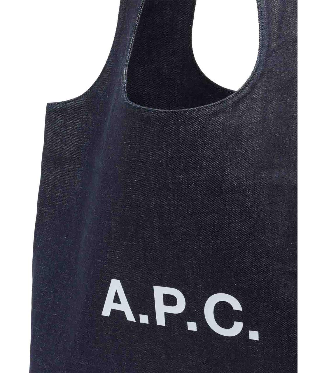 A.P.C. Синяя хлопковая сумка тоут, фото 4