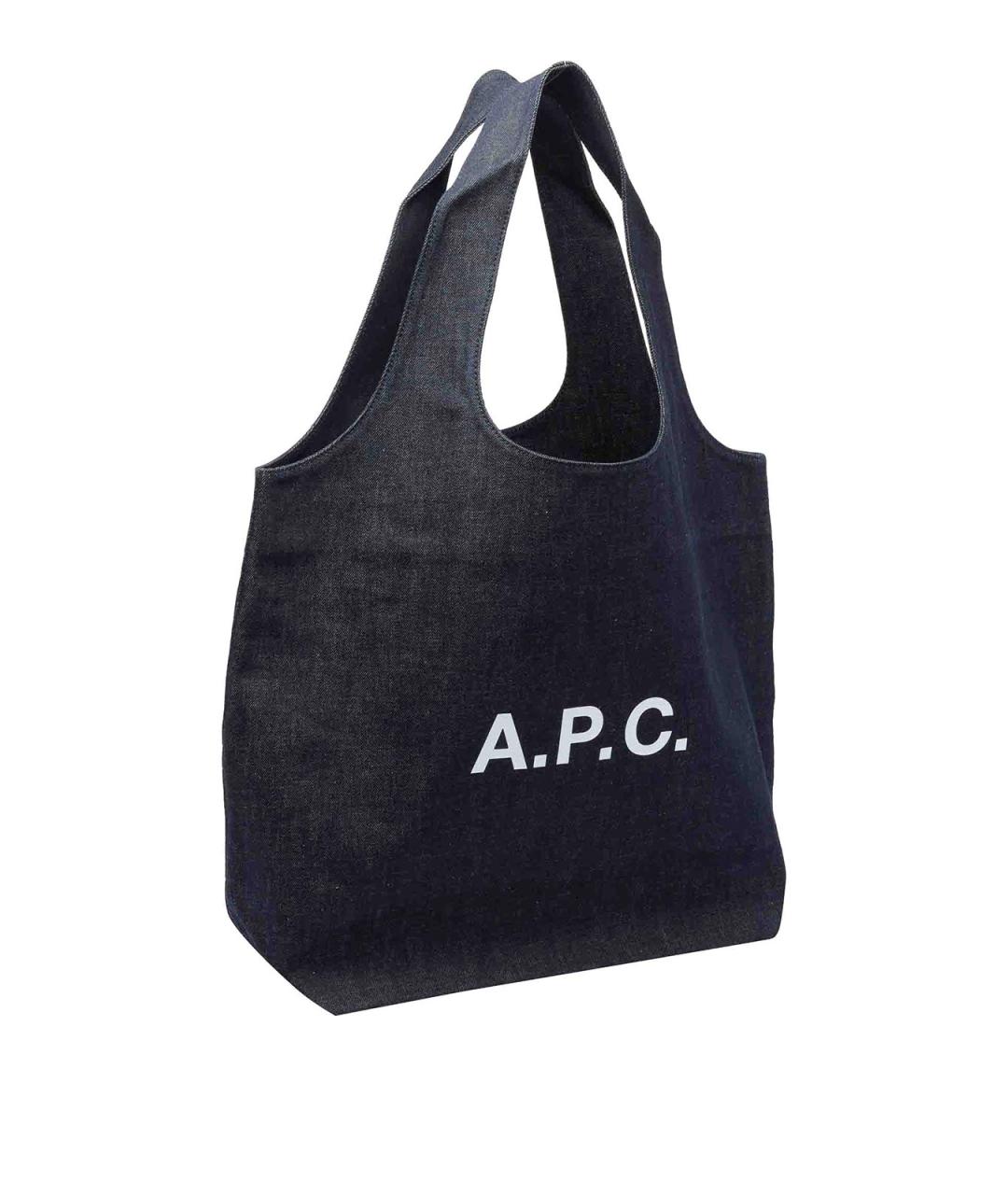 A.P.C. Синяя хлопковая сумка тоут, фото 2