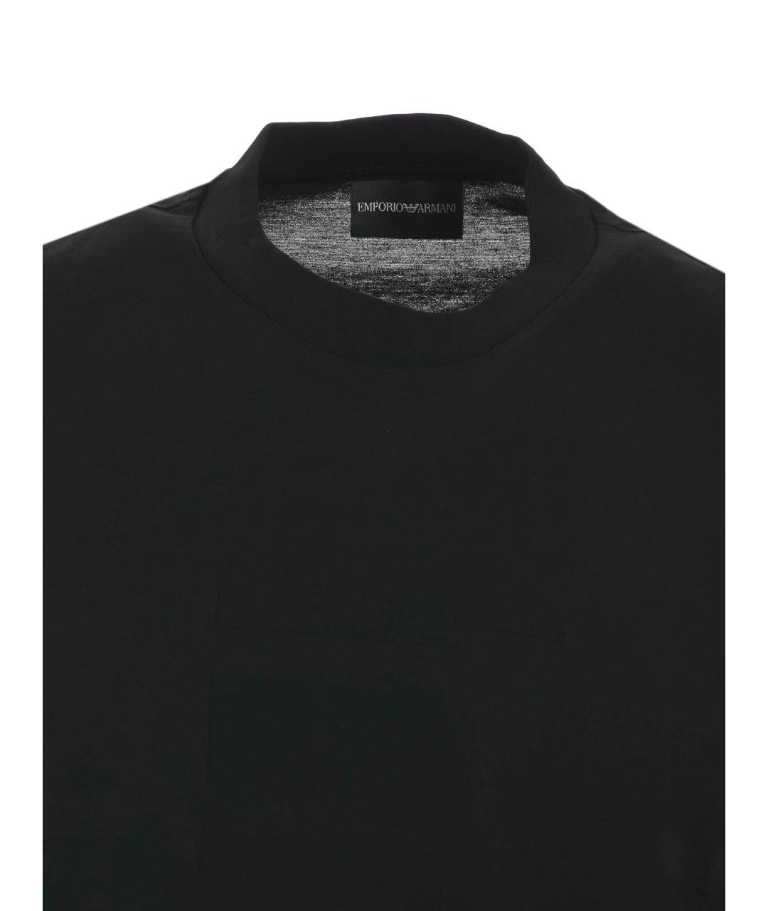 EMPORIO ARMANI Черная хлопковая футболка, фото 4