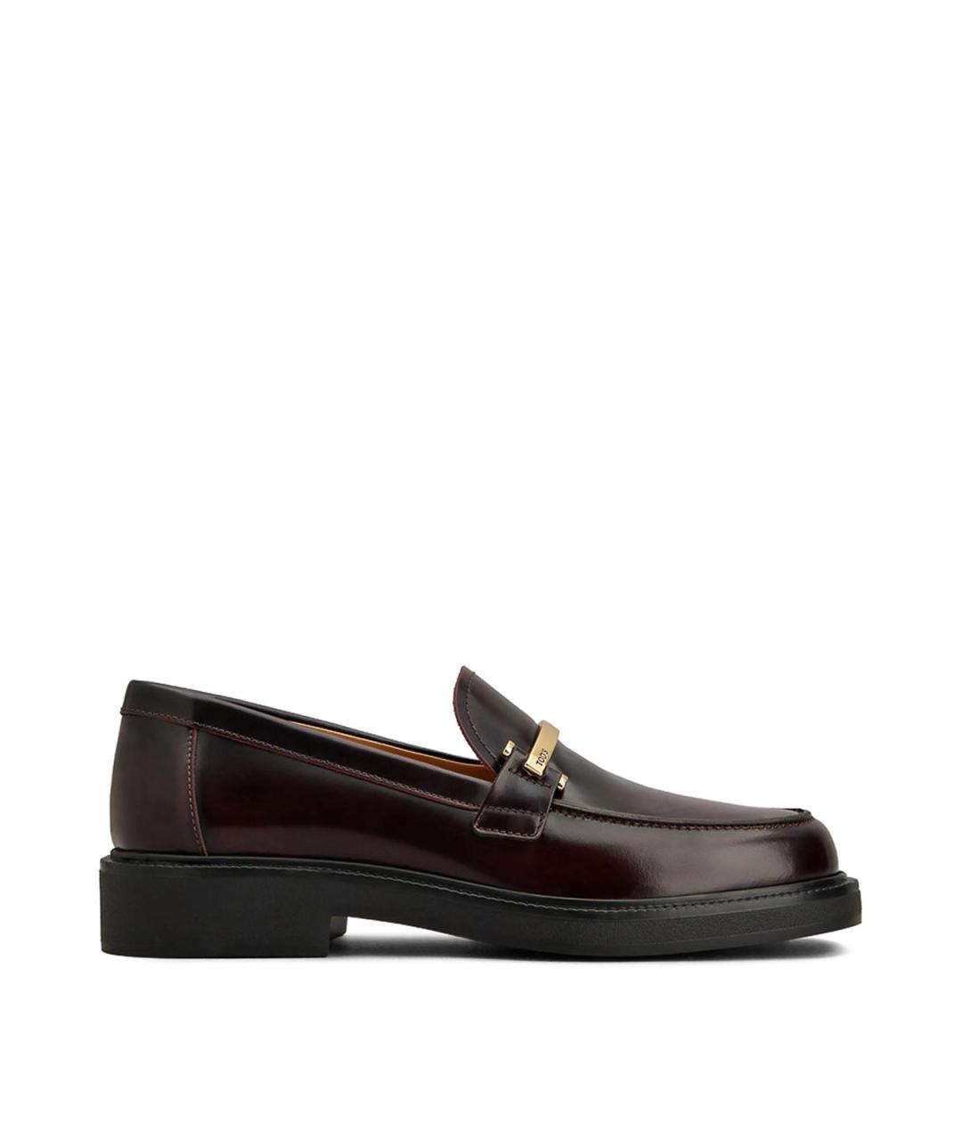 TOD'S Бордовые кожаные лоферы, фото 1
