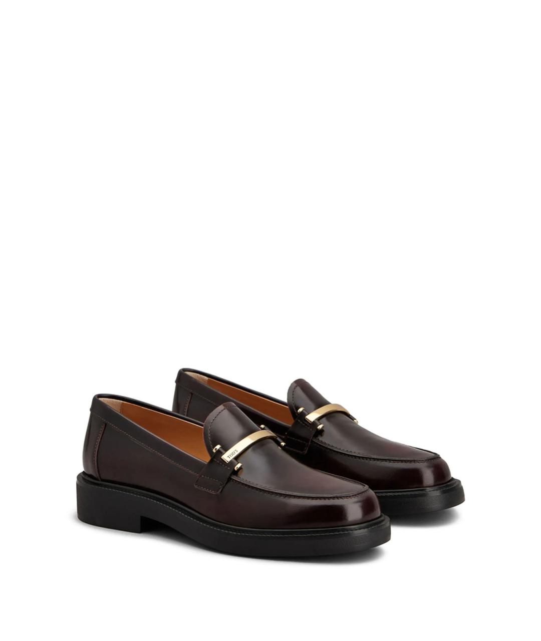 TOD'S Бордовые кожаные лоферы, фото 2