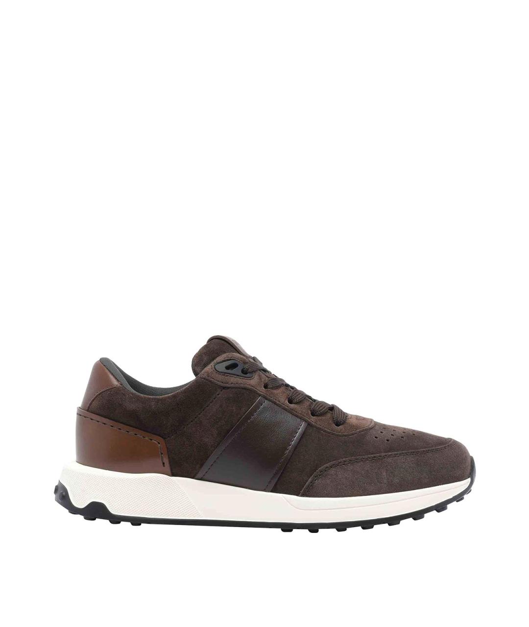 TOD'S Коричневые замшевые низкие кроссовки / кеды, фото 1