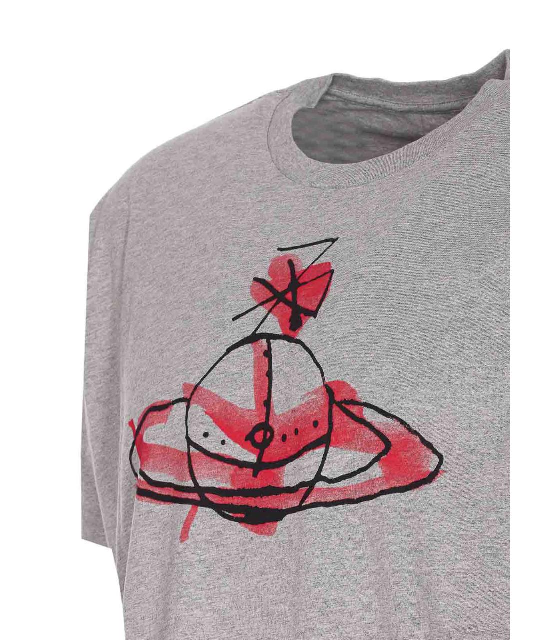 VIVIENNE WESTWOOD Серая хлопковая футболка, фото 3