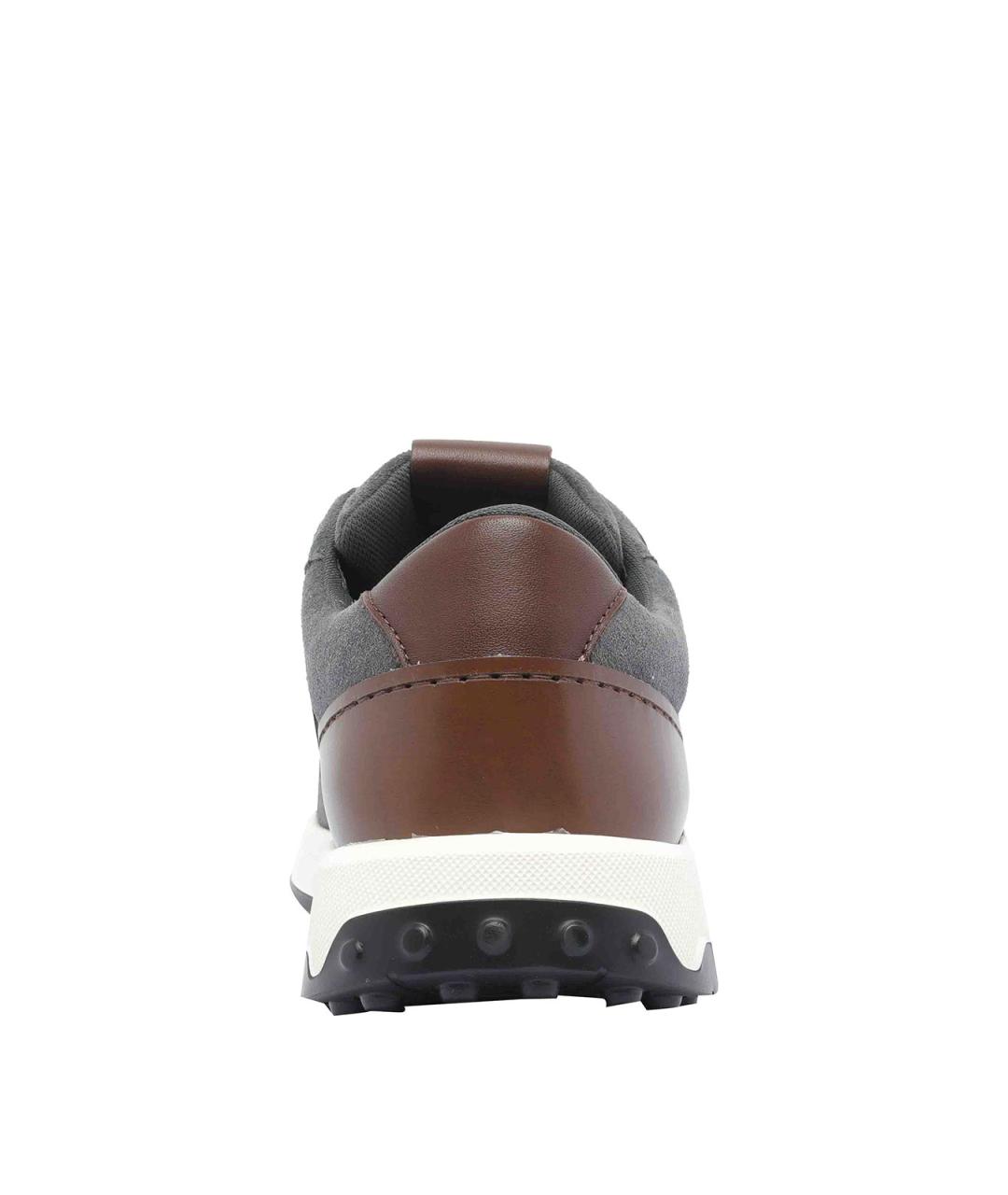 TOD'S Серые кожаные низкие кроссовки / кеды, фото 4
