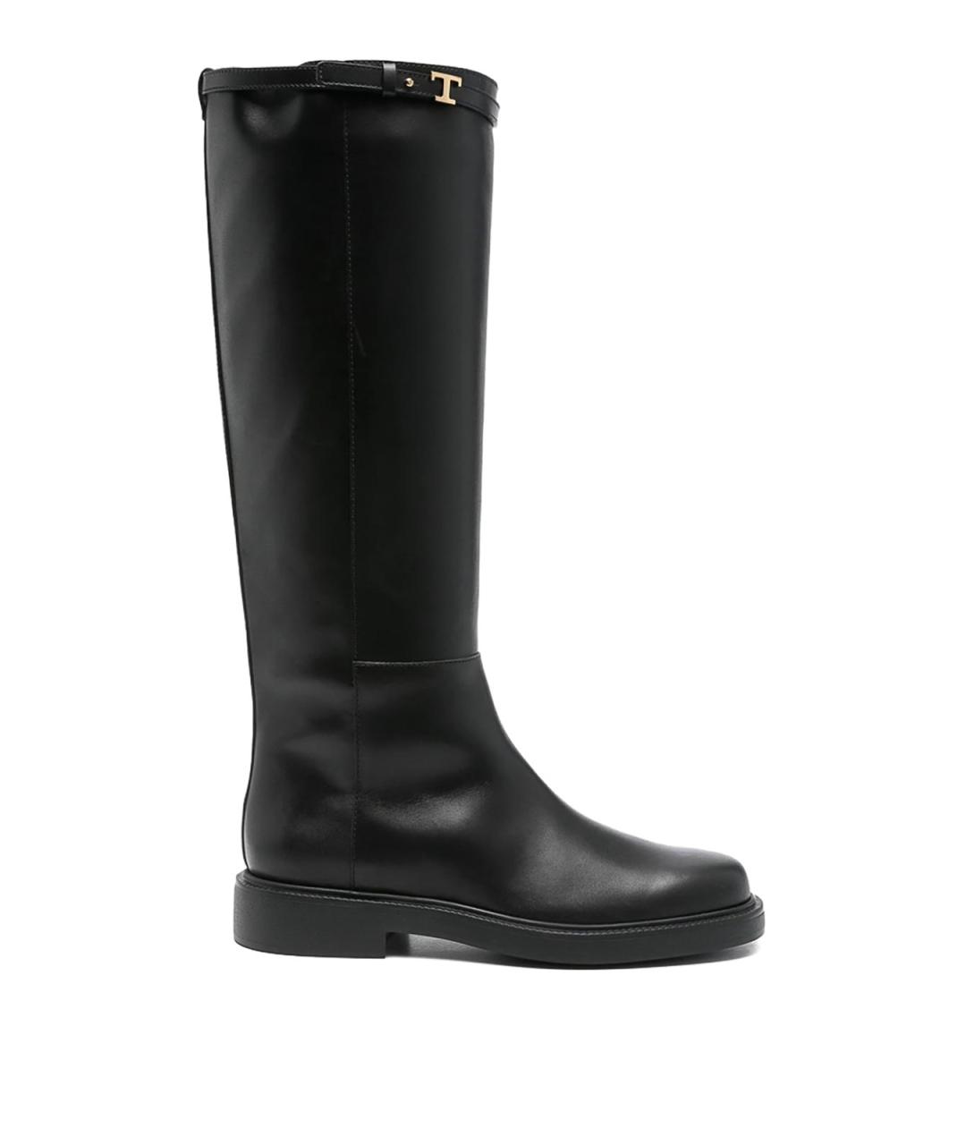 TOD'S Черные кожаные сапоги, фото 1
