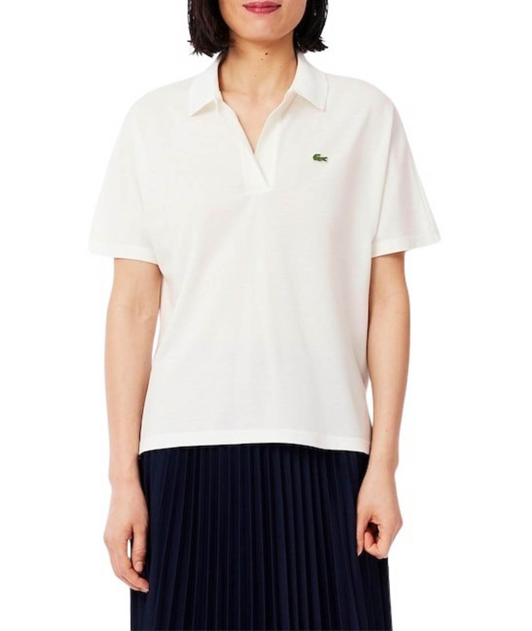 LACOSTE Белая хлопковая футболка, фото 2