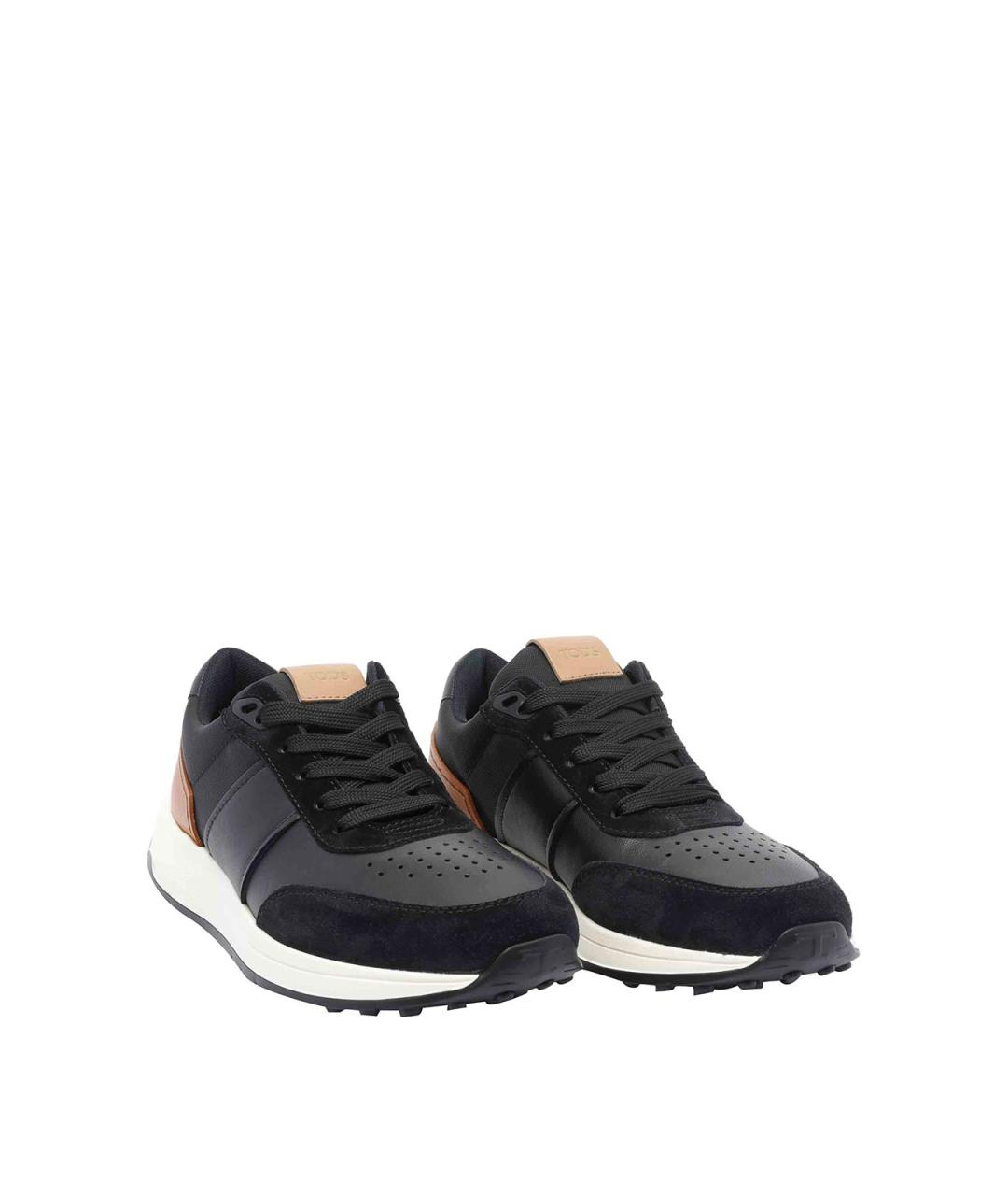 TOD'S Черные кожаные низкие кроссовки / кеды, фото 2