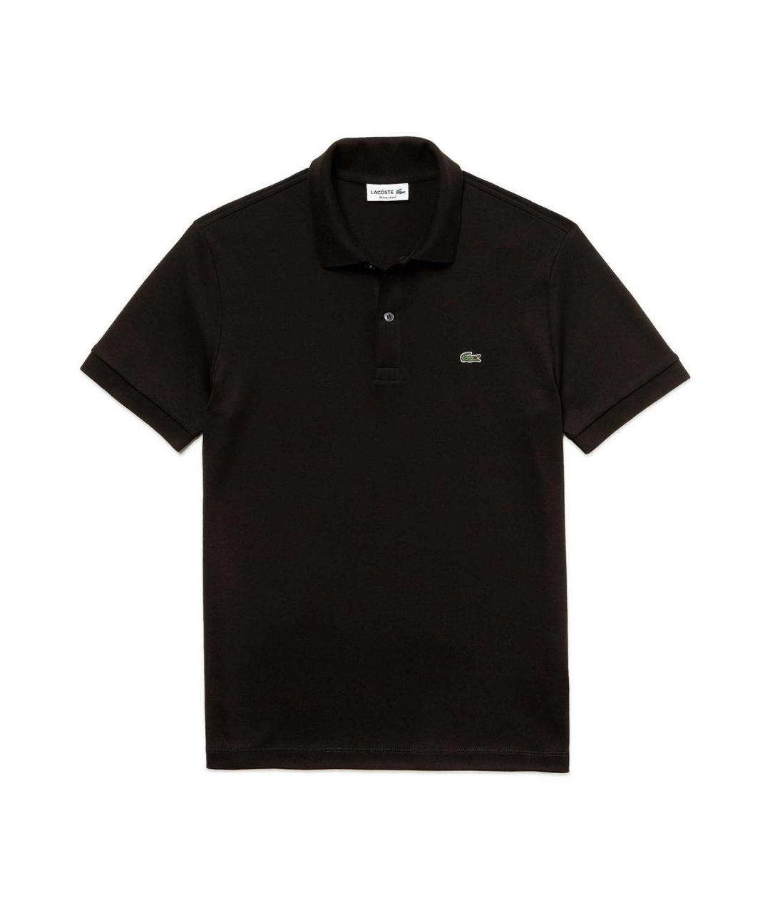 LACOSTE Черное хлопковое поло с коротким рукавом, фото 1