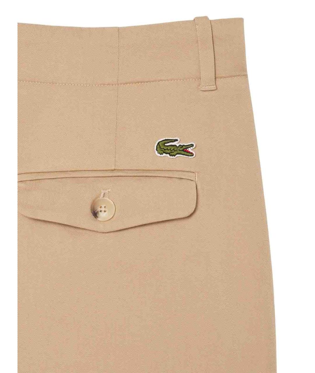 LACOSTE Бежевые хлопковые брюки широкие, фото 2