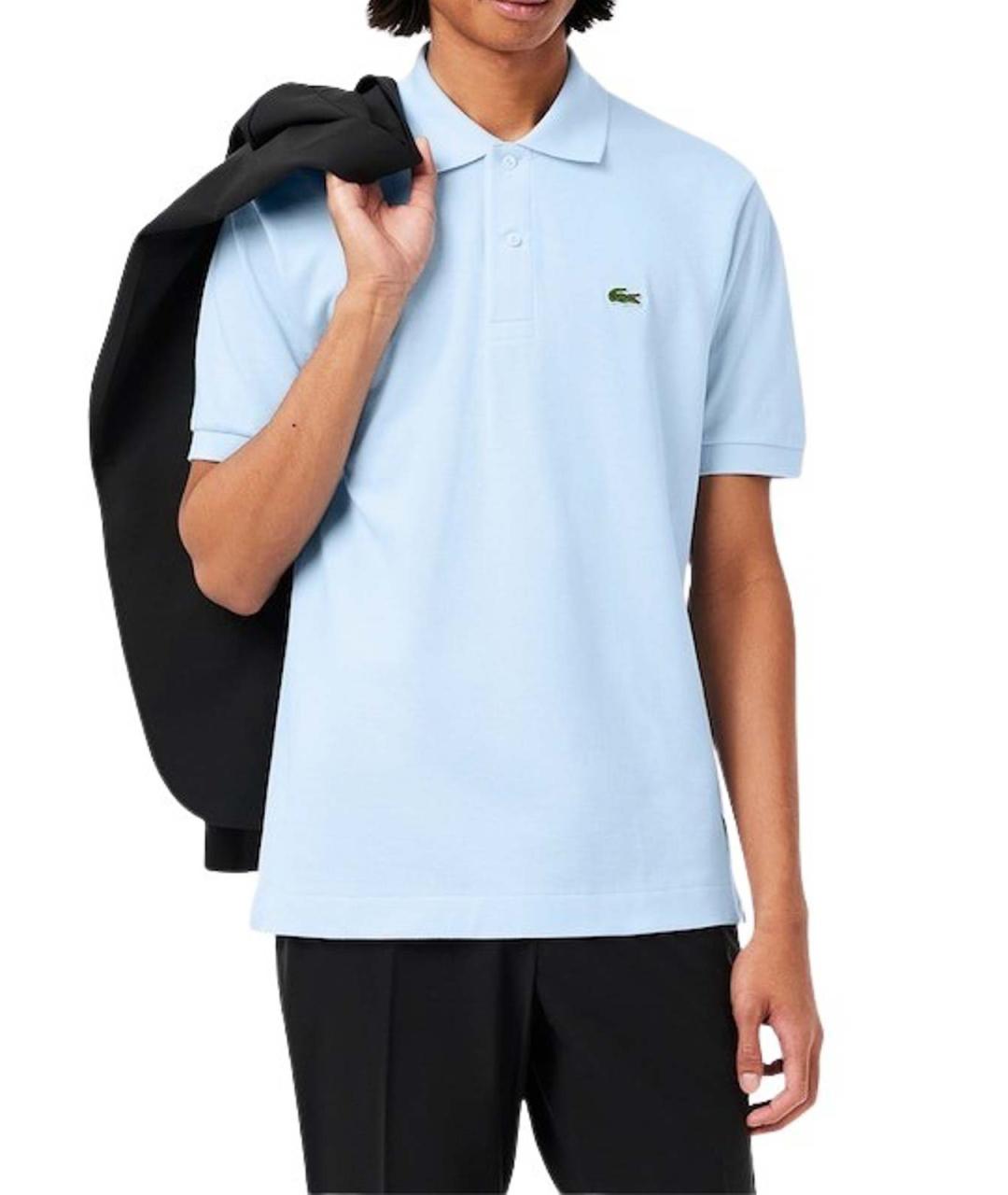 LACOSTE Голубое хлопковое поло с коротким рукавом, фото 2
