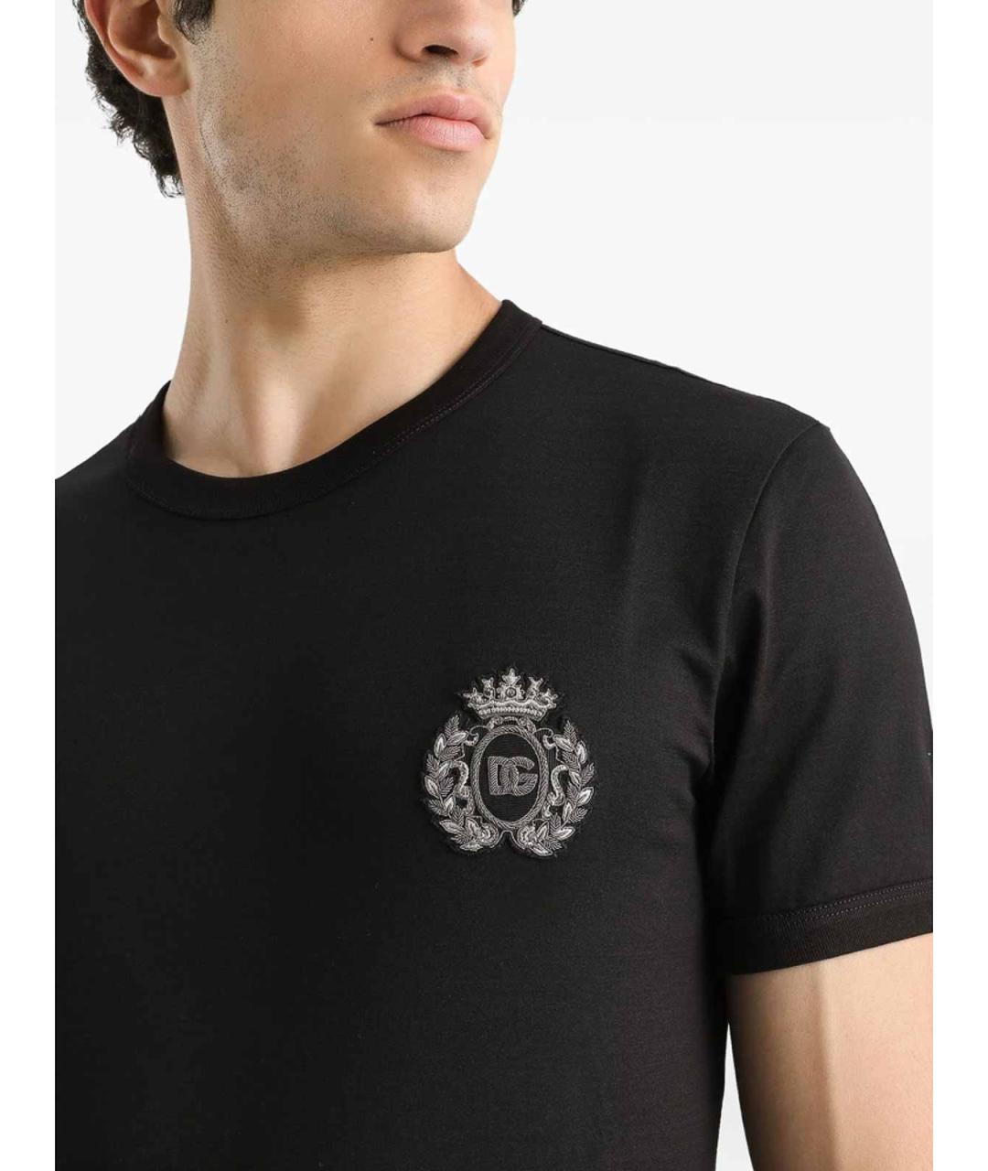 DOLCE&GABBANA Черная хлопковая футболка, фото 4