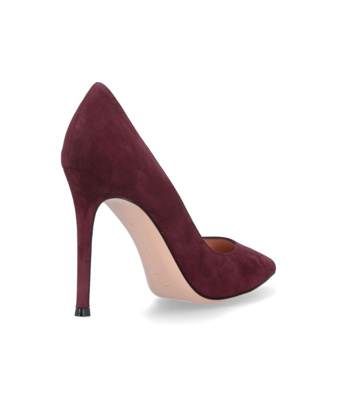 GIANVITO ROSSI Бордовые замшевые туфли, фото 4