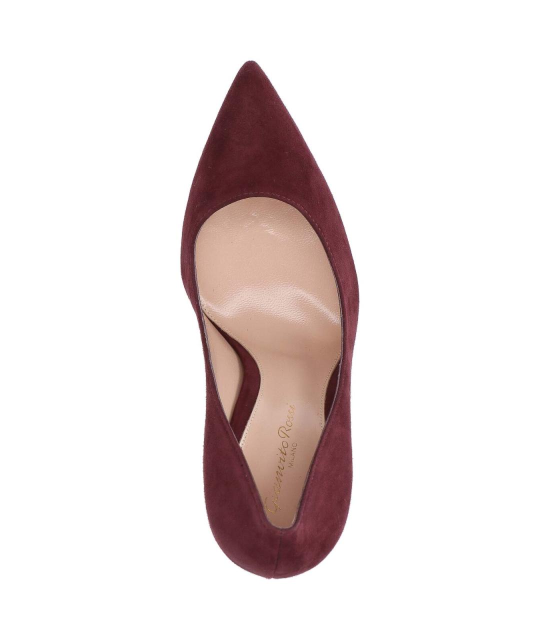 GIANVITO ROSSI Бордовые замшевые туфли, фото 5