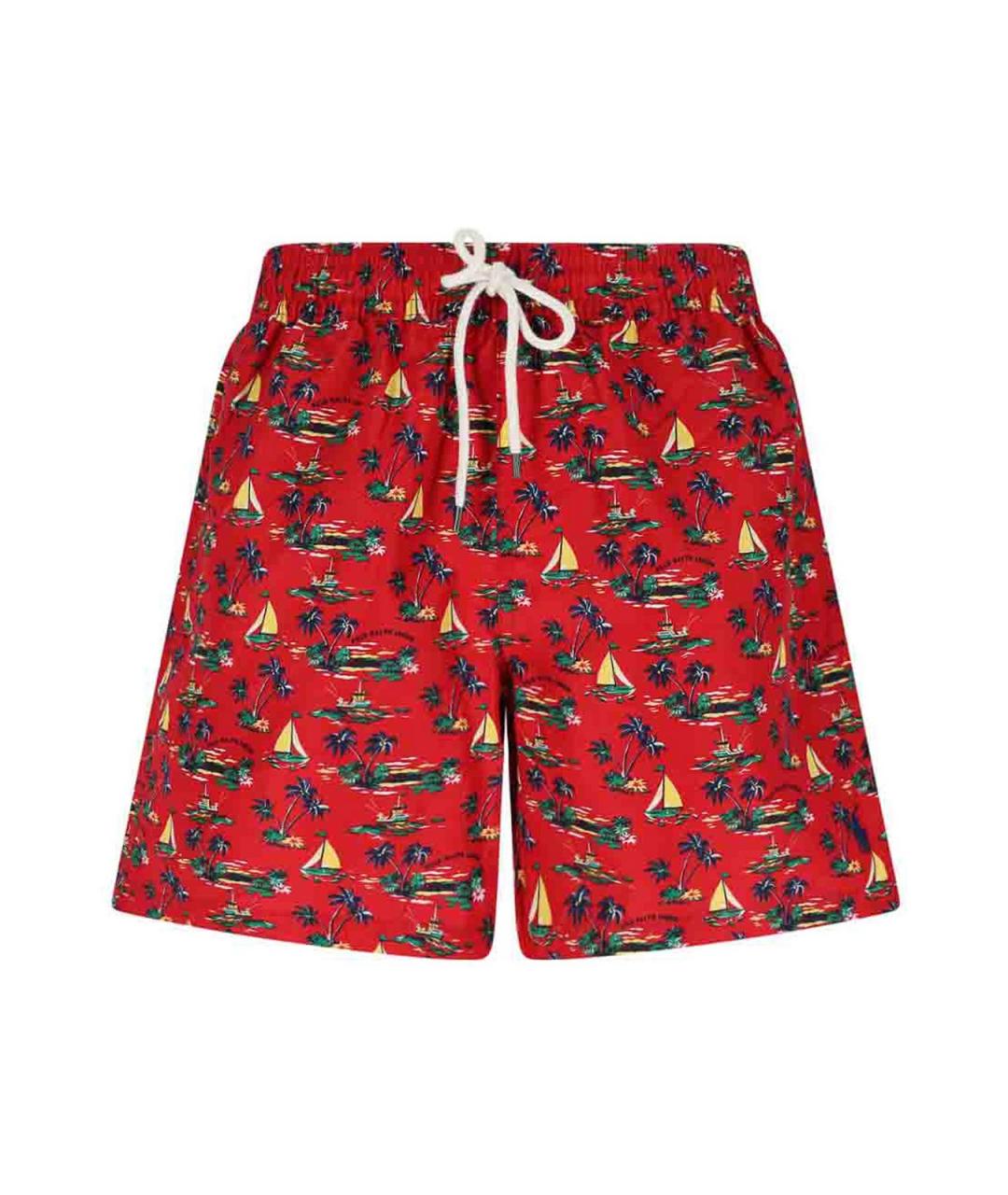 POLO RALPH LAUREN Красные полиэстеровые шорты, фото 1