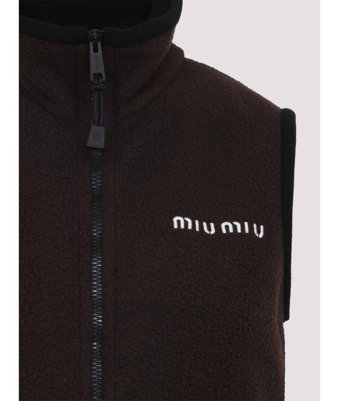 MIU MIU Коричневое полиэстеровое повседневное платье, фото 4