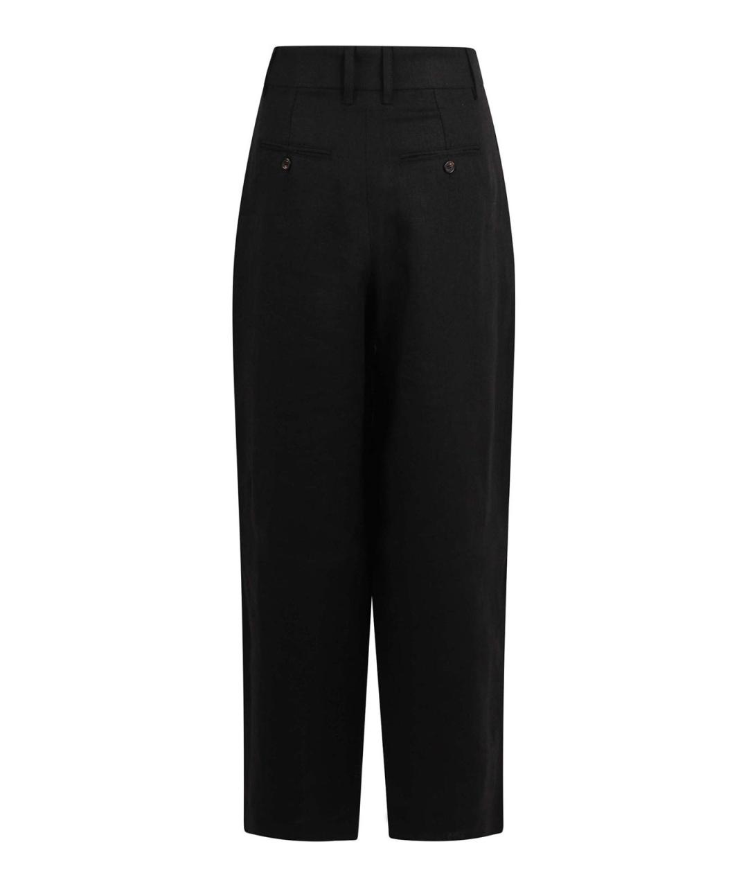 'S MAX MARA Черные льняные прямые брюки, фото 2