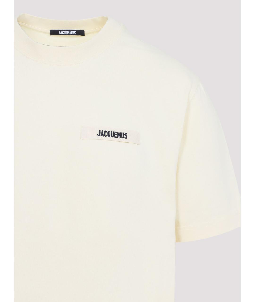 JACQUEMUS Бежевая хлопковая футболка, фото 3