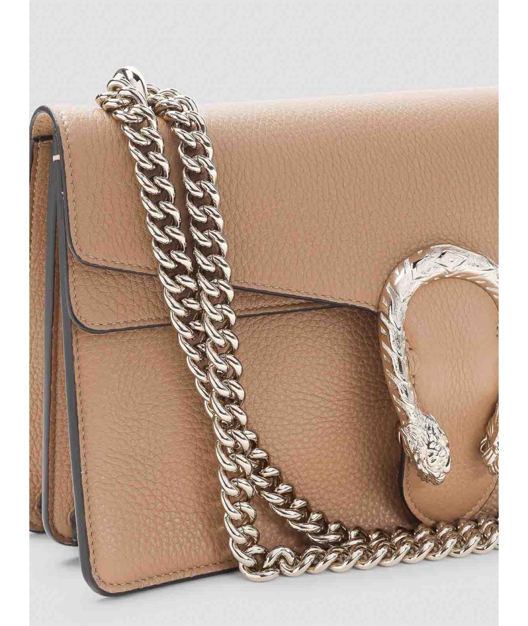 GUCCI Бежевая кожаная сумка через плечо, фото 4