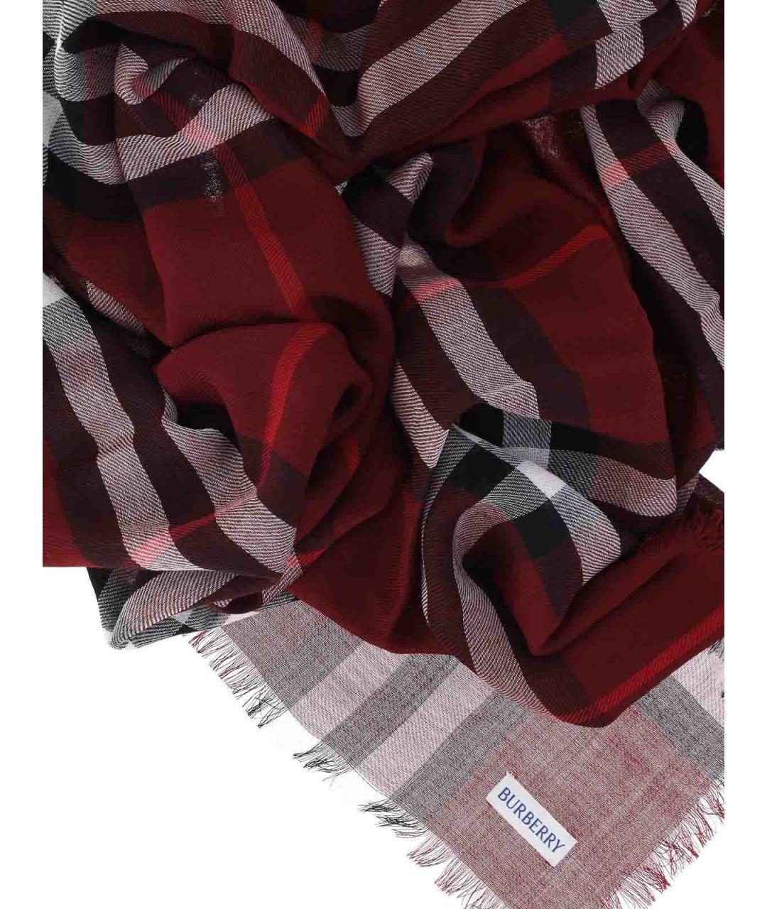 BURBERRY Красный шерстяной шарф, фото 3