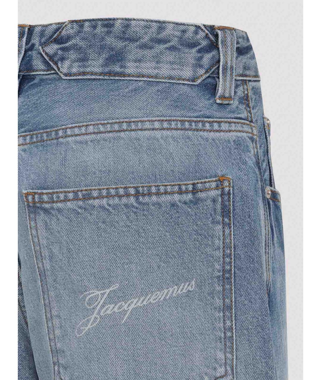 JACQUEMUS Голубые хлопковые джинсы клеш, фото 3