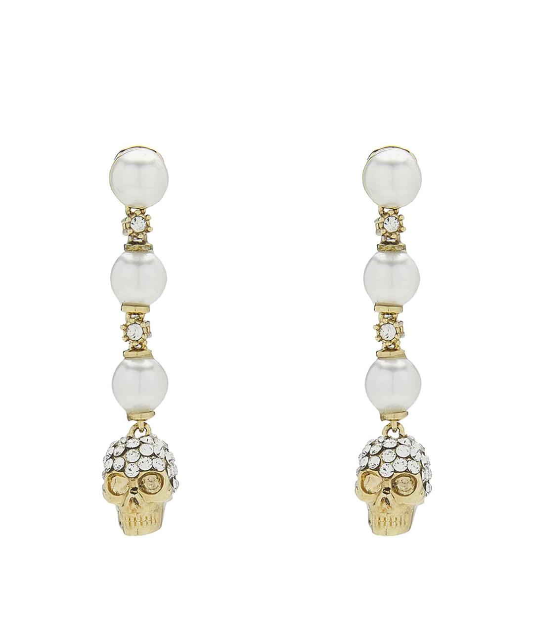 ALEXANDER MCQUEEN Белые серьги из желтого золота, фото 1