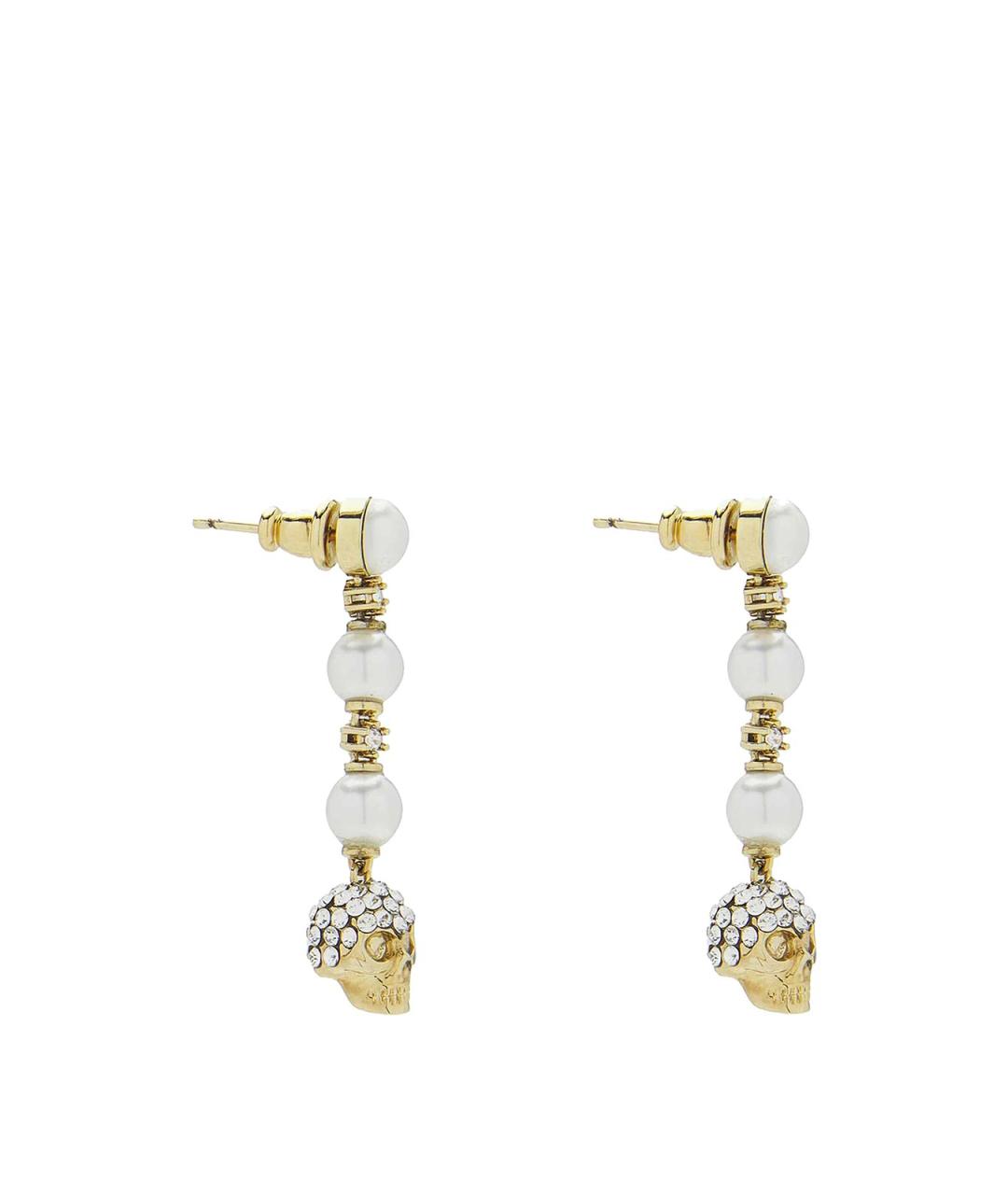 ALEXANDER MCQUEEN Белые серьги из желтого золота, фото 2