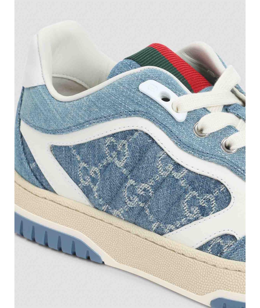 GUCCI Голубые текстильные низкие кроссовки / кеды, фото 4